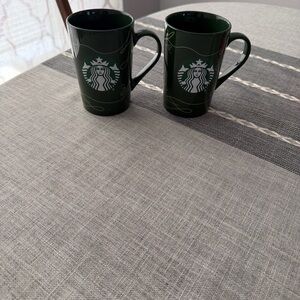Starbucks 2020  Dark Green Ceramic Mugs set of 2